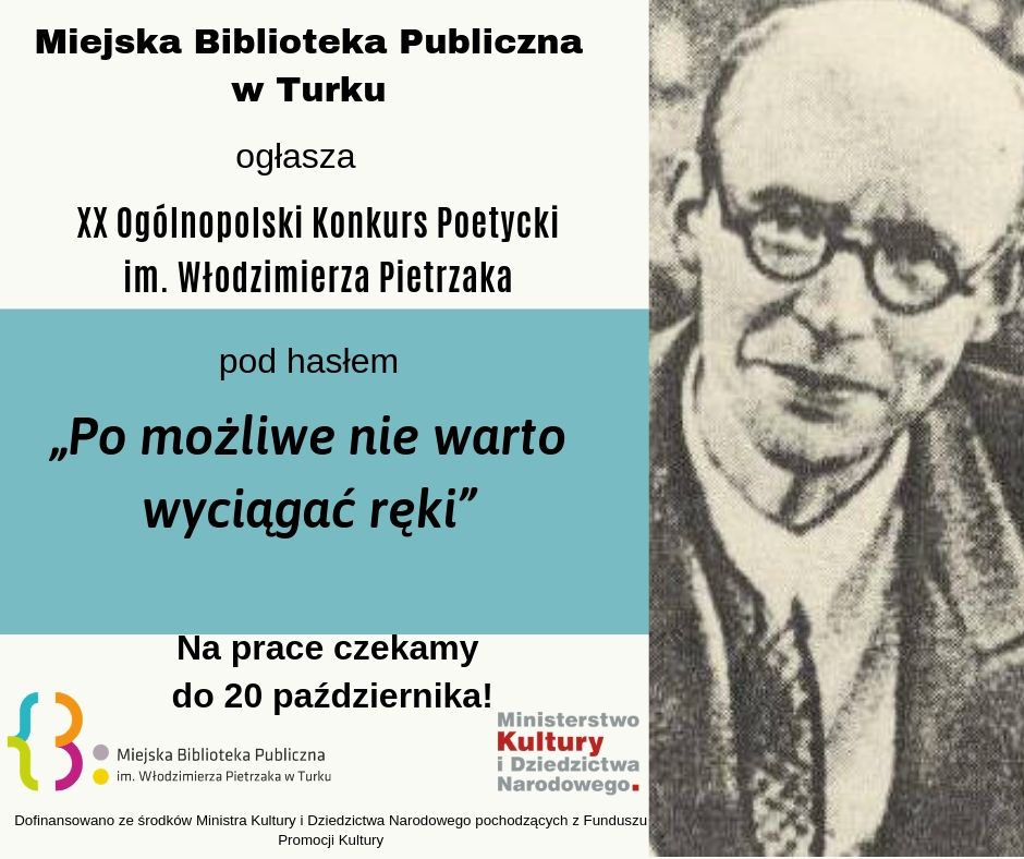 Czytaj więcej o: XX Ogólnopolski Konkurs Poetycki im. Włodzimierza Pietrzaka  – do 20 października czekamy na zgłoszenia!